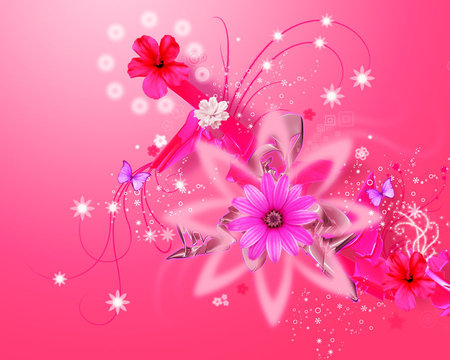 PINK FLORAL FLY - wallpaper, flowers, floral, pink