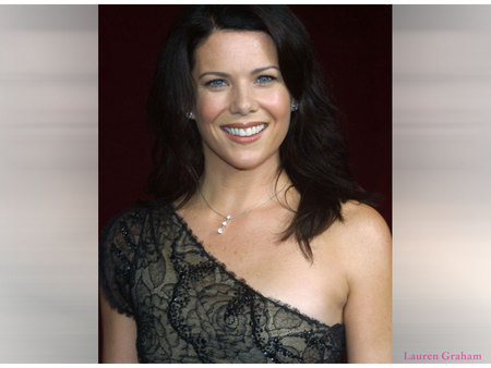 Lauren Graham - actress, pretty, female, blue eyes, smile, sexy dress, black hair