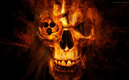 Burning Sharingan - skull, flame, dark, burn, horror, fire, fantasy, sharingan