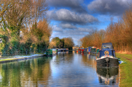 River in autumn - river, trees, autumn, boat