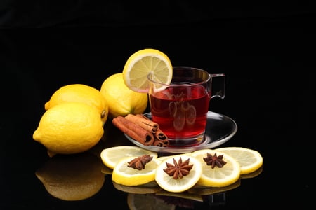 tea - nice, drink, fragrance, photography, tea, fruit, cup, lemon, cool, cinnamon, beautiful, harmony