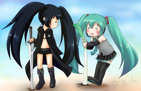 BRS & Hatsune miku - hatsune miku, sword, brs, cibi, onion, black