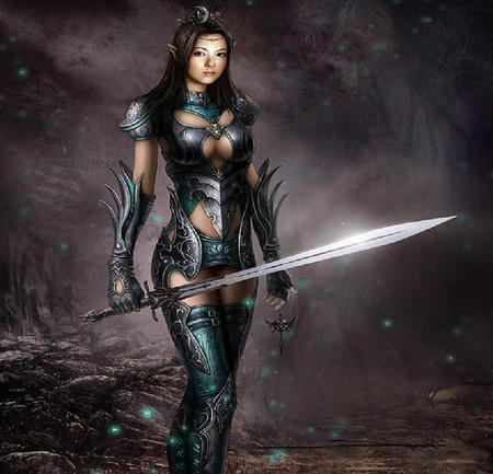 warrior - art, sword, girl, fantasy