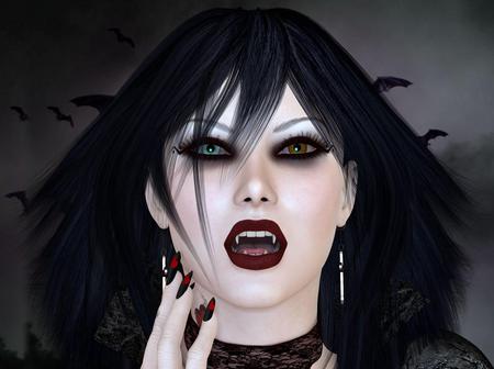 Vampire - night, vampire, fantasy, 3d