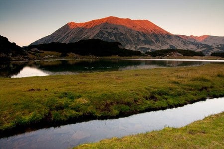 Moutain top - river, photography, mountain, sun, bulgaria