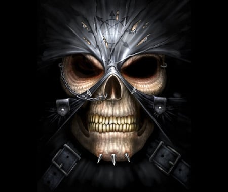 Duke of Hades - skull, chain, studs, buckle, black, fantasy, cg, dark, pentacle