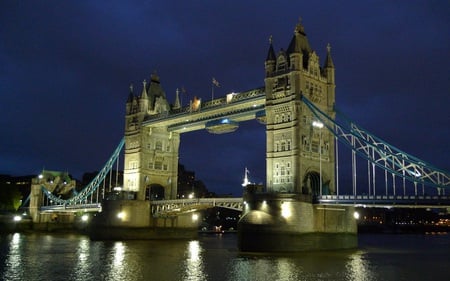 London Bridge  - tower bridge, london, illuminated, night, monument, reflections, beautiful, architecture, bridges