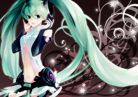 Hatsune Miku Append - nice, beauty, hot, append, headset, twintail, colorful, black, white, pretty, cool, anime, miku, cute, hatsune miku, sexy, blue eyes, hatsune, vocaloids, blue hair, hatsune miku append, vocaloid, blue, beautiful, headphones, awesome