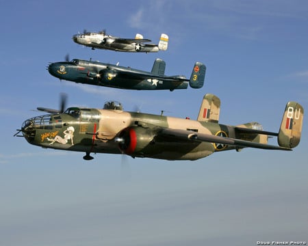 North American B-25 Mitchell bombers - north, ww2, american, usaf, bomber, world, mitchell, war, b25