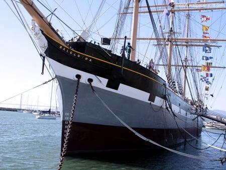 ship - sky, water, beach, ship, nature, blue