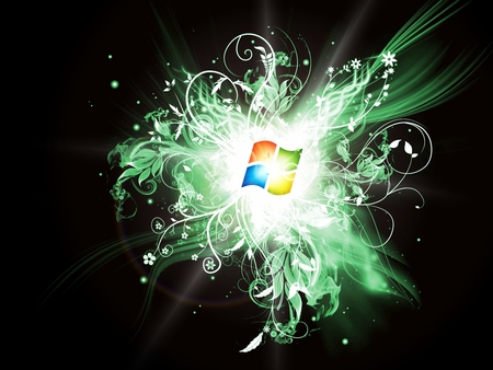 Win7 - green, technology, windows 7, black