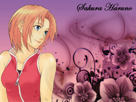 Sakura Blossoms - abstract, anime, anime girl, female, cherry blossom, sakura, hot, girl, sakura blossom, flower, short hair, naruto, cute, sexy, sakura haruno