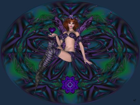 Spell of the Purple Fairy - abstract, eye candy, collage, 3d, fractal