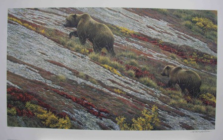 Autumn Bears - cub, bears, grizzlies, mountain, winter, mother, hibernation, sleep, rest, climb