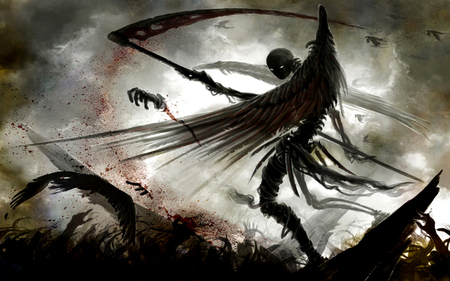 Winged Reaper - fantasy, reaper, dark, wings