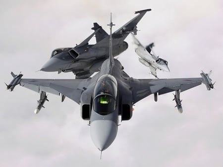 Three of a Kind - aircraft, jet, 39, gripen, czech, plane, cze, saab