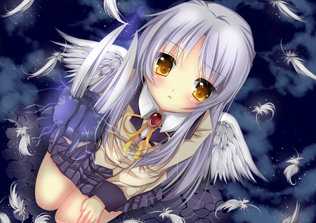 cute kanade - kanade, wings, cute, angel beats, claw