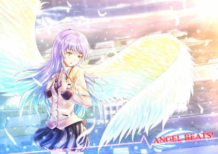 kanade - anime, colorfull, kanade, wings, cute, angel beats