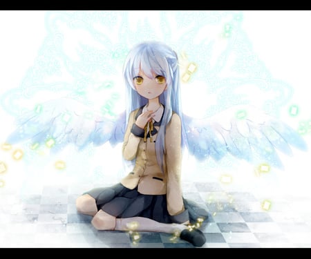 kanade - white, kanade, wings, school unifourm, cute