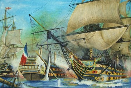 Trafalgar - war, boats, blue, ships, sea