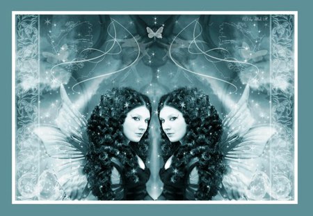 Mirror Effect - woman, lady, girl, black, gothic, fantasy, abstract, butterfly, dark, beautiful