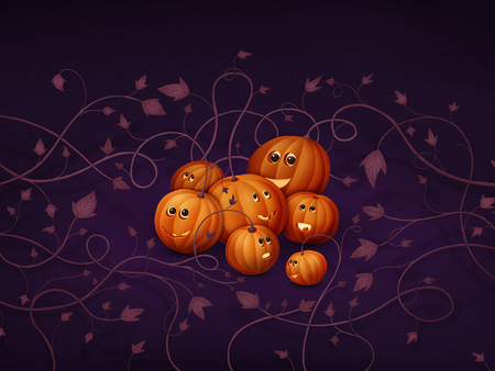 Friendly Halloween - fun, scary, creative pre-made, pumpkins, halloween, dark, digital art, 3d art, holiday, paintings, love, night, warmth, lovely, pumpkins family, holidays, ivyleaves, october 31st, drawings