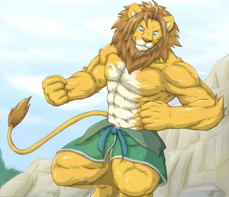 furry muscle - tail, lion, muscle, furry