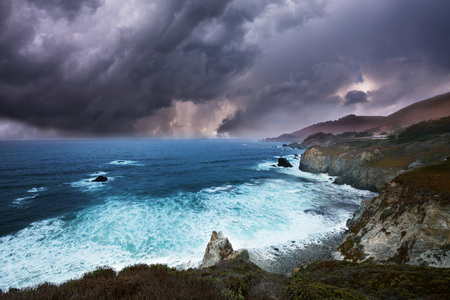 Two elements - amazing, beach, beautiful, landscape, sea, ocean, forces of nature, sky, rocks