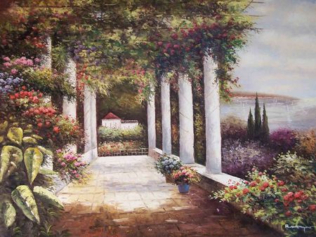 Quite Living - elegance, trees, peaceful, pergola, gardens, view, flowers, sea, vines