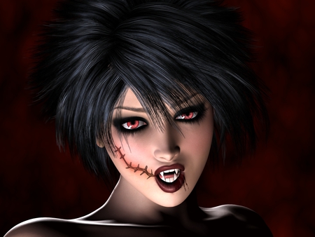 Vampire - black, vampire, fantasy, 3d