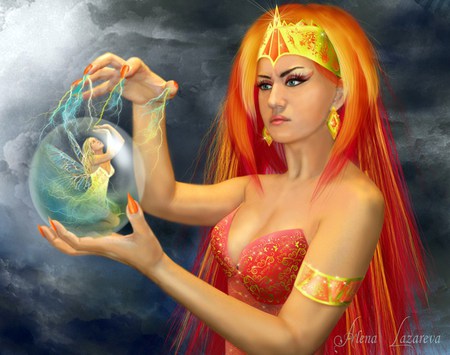 Sorceress - bubble, sorceress, fairy, captured