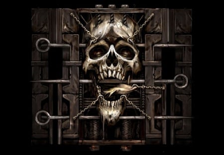 Forcefully Restrained - black, fantasy, frame, spikes, dark, skull