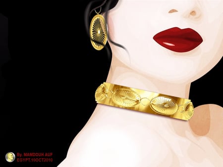 A LOOK - woman, lips, girl, ring, black, gold, face, silver, baby, red, 3d, beautiful, earring