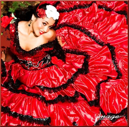 CARMEN - face, spanish, pretty, red, dress