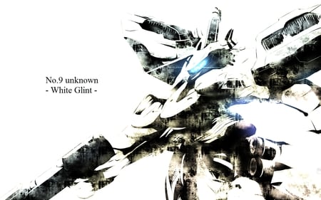 Armored Core - game, armored core, gun, core, white glint, robot, black, white, amored, weapon