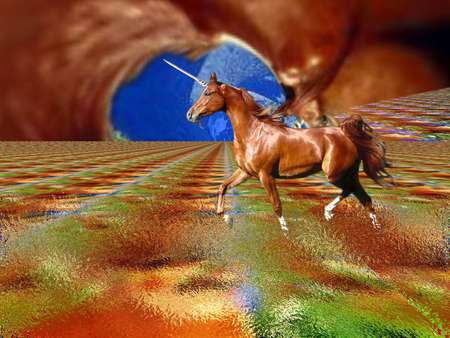 Unicorn 120 - abstact, brown, horse, blue, animals, fantasy, unicorn