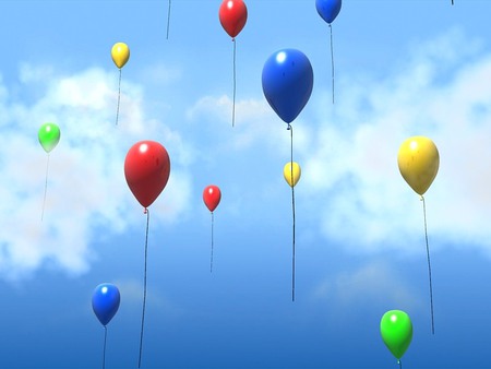 Balloons - balloons, clouds, colour, sky