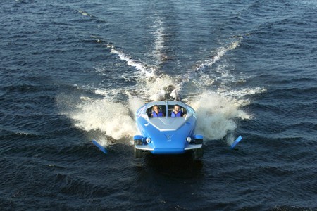 Boat Car - boat car, cool, in water, picture