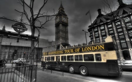 Big Ben - tour, clock, bus, city, architecture, monument