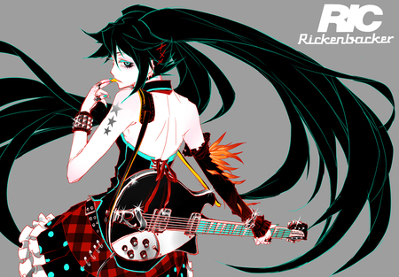 miku - vocaloid, miku, guitar, cute