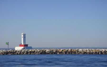 Lighthouse off of Mackinac Island - pier, lake, lighthouses, beautiful, architecture