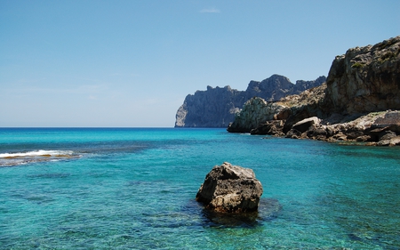 Cala St Vincent - calm, blue, shoreline, beautiful, beaches, rock, ocean, nature, cliffs, sky