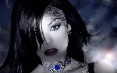 Season of the Witch - choker, pentagram, lace, season of the witch, 1680 x 1050, october, entropy, wallpaper, blue eyes