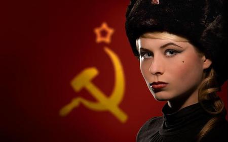 Soviet Girl - girl, soviet, photo, flag, russian