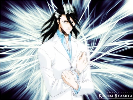 Byakuya - white, anime, boy, blue