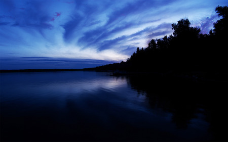 dark lake - sky, lake, dark, blue