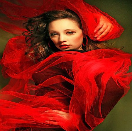 BEAUTY IN RED - face, sheer, pretty, red, cover, transparent, dress