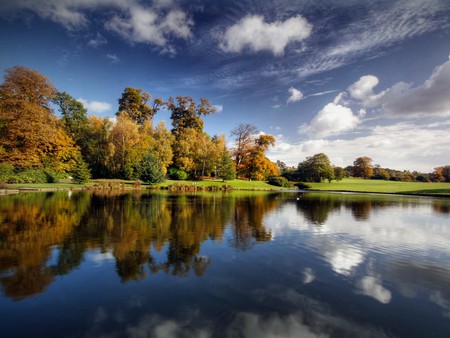 Lake in a park - sky, autumn, lake, landscape, nature, view, amazing, clouds, beautiful