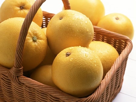 Grapefruits - fruits, basket, yellow, grapefruits