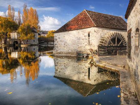 The mill and the old house - house, river, trees, mill